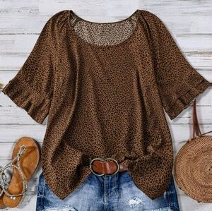 SHEIN Brown Leopard Print Blouse